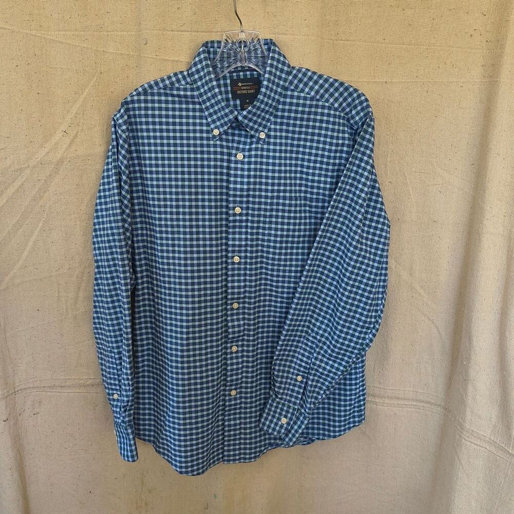 Members Mark Men's Medium Blue Plaid Button Down Long Sleeve Shirt